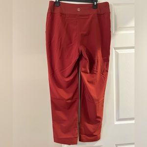 Lands End Repreve Pull On Athletic Pants Rust Red High Rise Pockets size 10-12